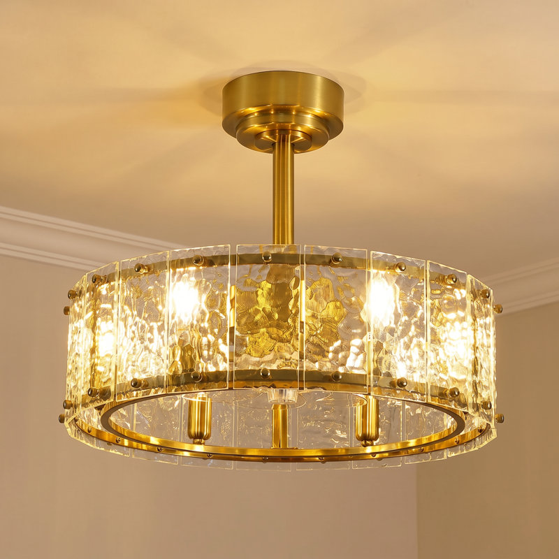 Ventilateur de plafond lustre en cristal 20 po avec ensemble d'éclairage et télécommande Wadeeah