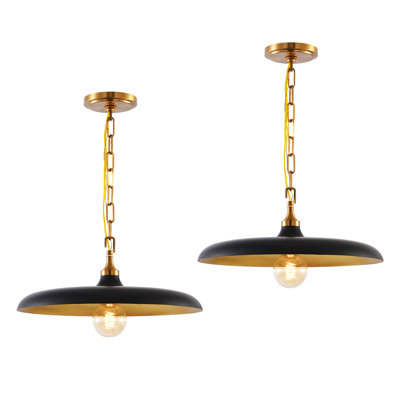 Luminaire suspendu industriel en forme de dôme noir de 17 po pour îlot de cuisine Julyn Farmhouse