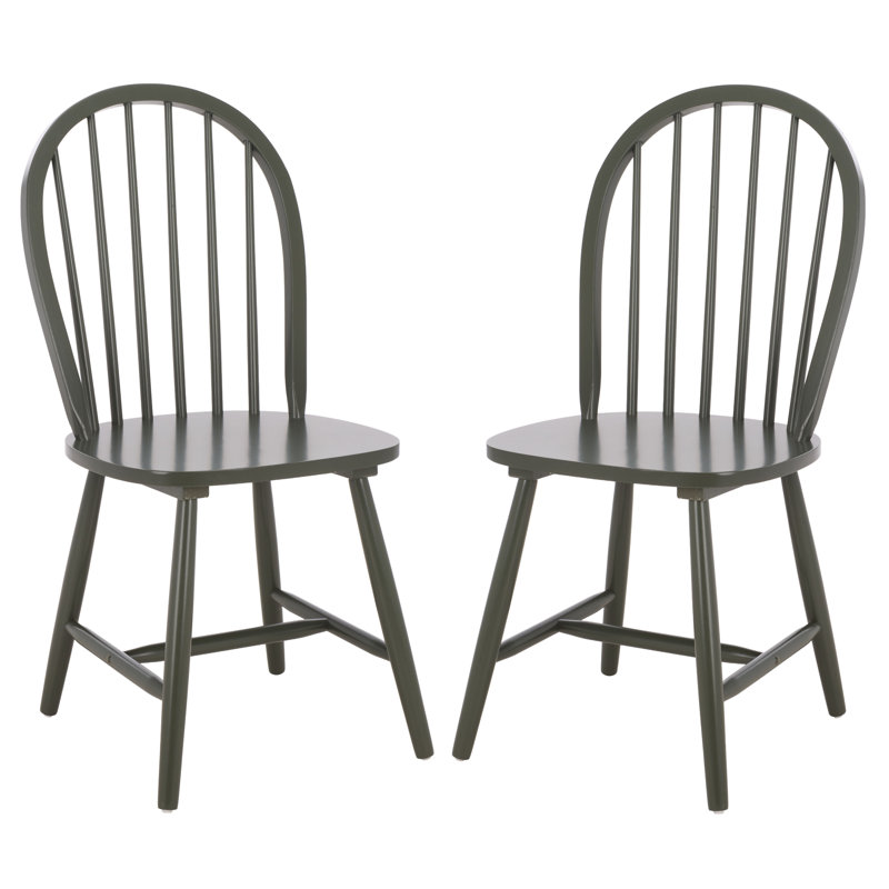 Bella Solid Wood Windsor Back Side Chair, Dusty Green