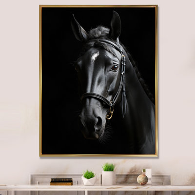 Latifat noir et blanc, cheval, élégance - art sur toile