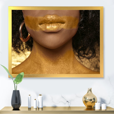 " African-American Woman With Golden Paint On Body "