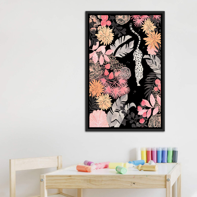 Art de pédoncule leopard, H 40 po x l 26 po x P 1,5 po, Toile avec cadre noir