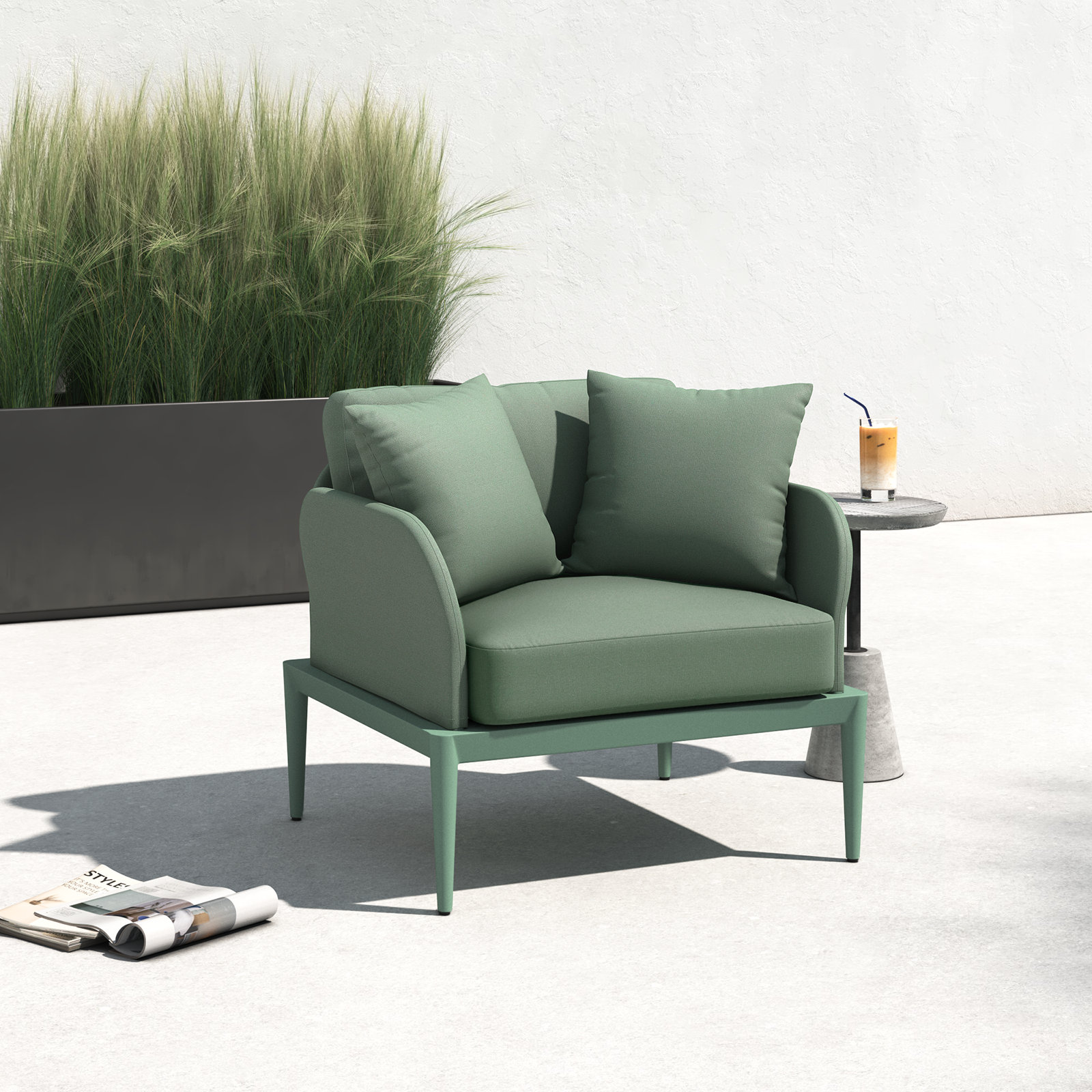 Idda Aluminum Outdoor Lounge Chair, Green