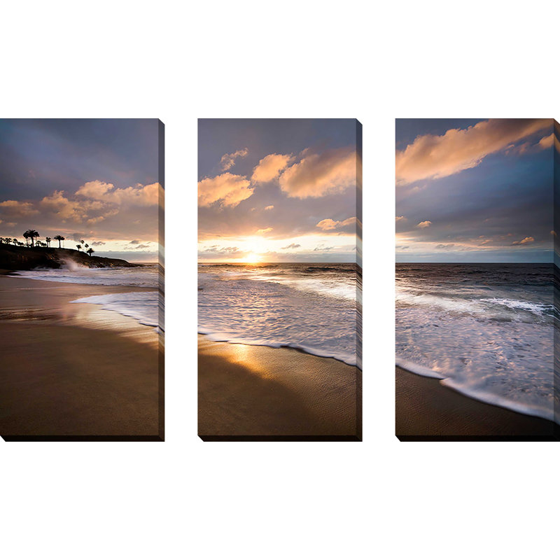 «Sunset Beach», reproduction sur toile 3 pièces, H 32 po x l 48 po x P 1 po