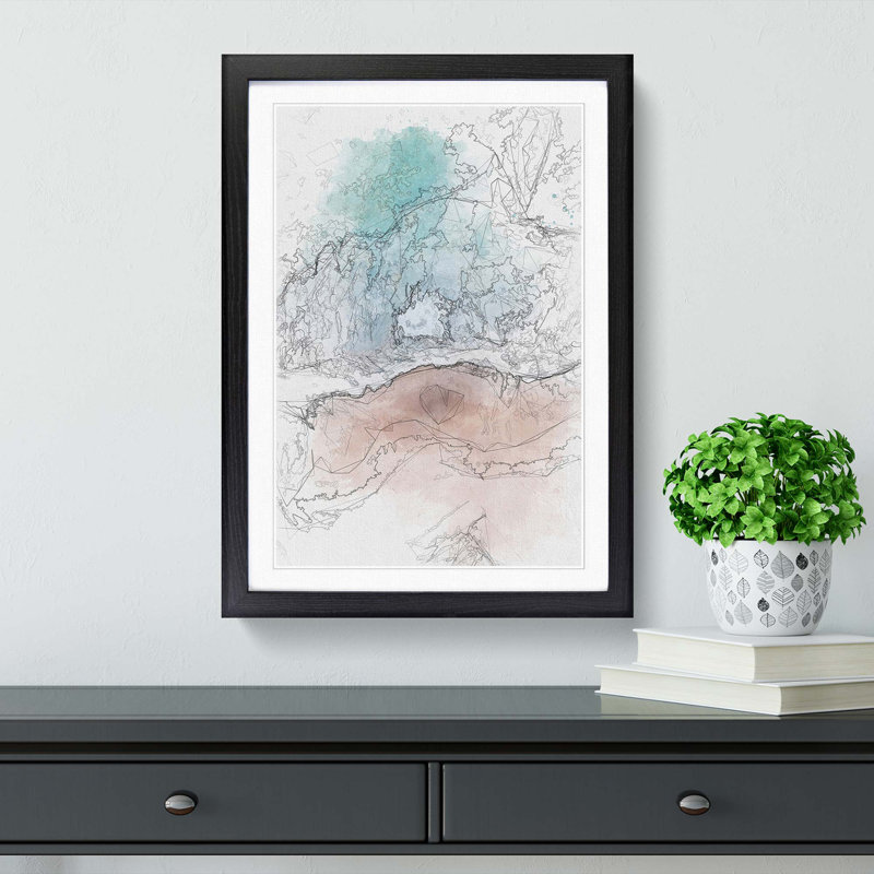 Sandy Beach in Abstract - Picture Frame Graphic Art Print, 60cm H x 40cm W x 2cm D, Black