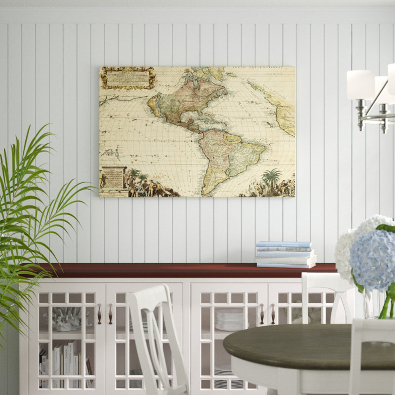 Antique Map of America II - Painting Print, 81cm H x 122cm W, Wrapped Canvas
