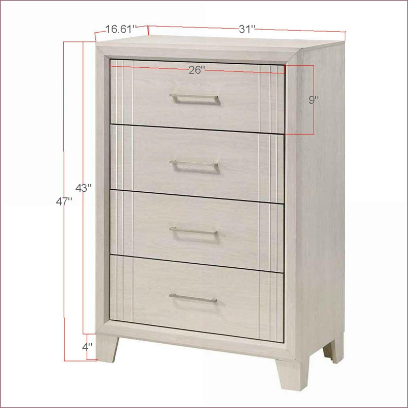 Commodes | Commode contemporaine en bois à quatre tiroirs | Blanc / beige | Bois | Beige