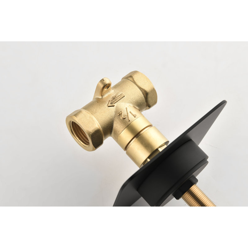 Valve de douche réglable noir mat - fonte en métal 3/4 po, poignée en laiton résistante à la corrosion et à la rouille