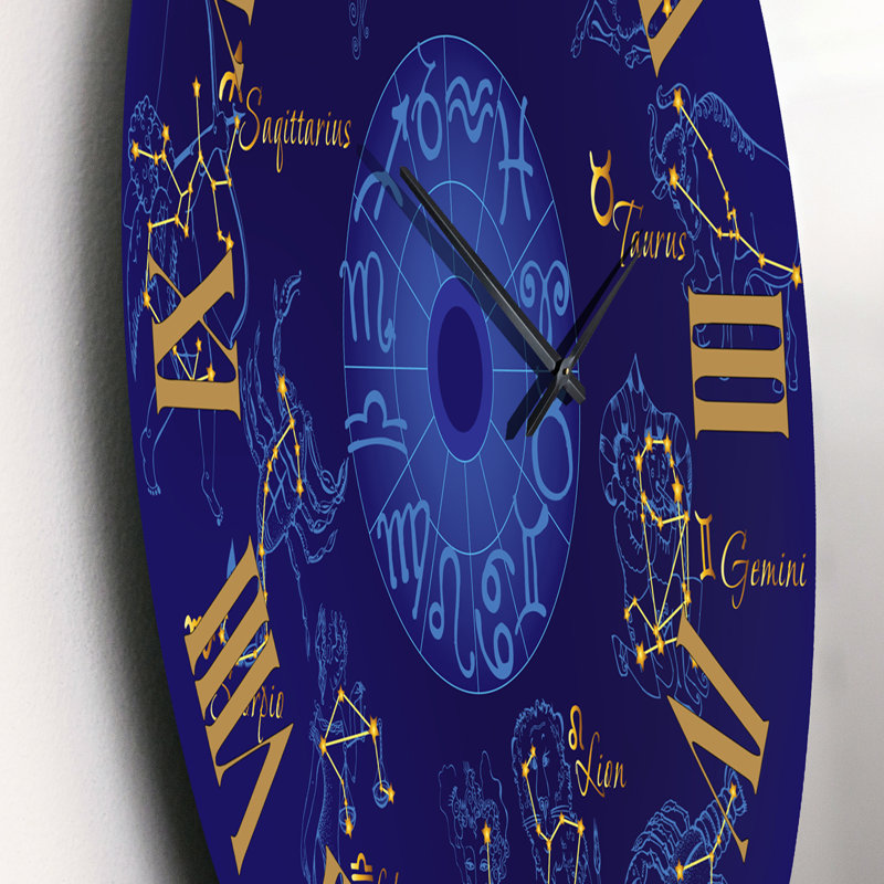 Zodiaque avec constellations et signes du zodiaque - Horloge murale moderne, Moyenne