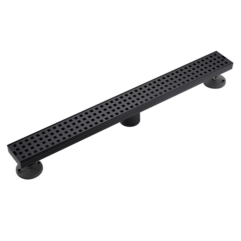 Linear Grid Shower Drain, Black