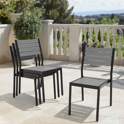  Ensemble de chaises de salle à manger en aluminium empilables pour l'extérieur