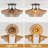 3-Light Boho Rattan Cluster Semi Flush Mount Ceiling Lights For Bedroom Nursery Kitchen Island Entryway Foyer Living Room
