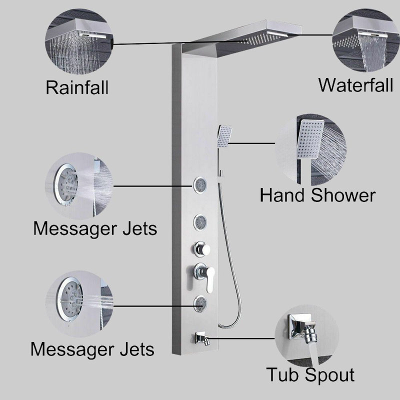 Système de douche complet, Nickel brossé