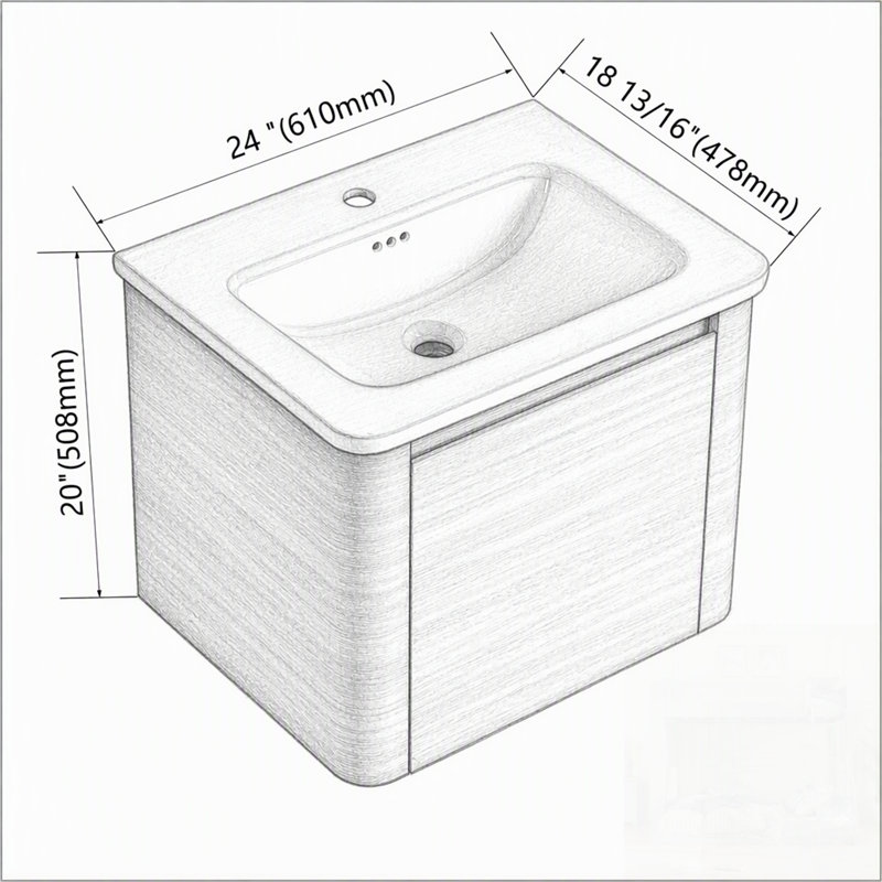 Wall Mounted Single Double Single Vanity Bathroom Vanity With Top, 19.9"H*27.9"W*18.7"D