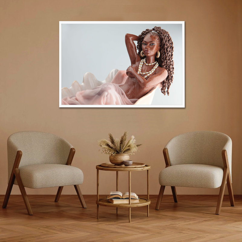 Good Black Art "Afrodite", art mural par PJ Harper | Édition limitée encadrée en bois | Prêt à être suspendu , 32" H x 48" W