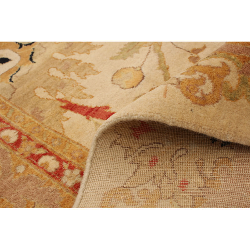 Tapis unique en laine noué à la main 9 pi 1 po x 12 pi 3 po nouvel âge crème Yaak