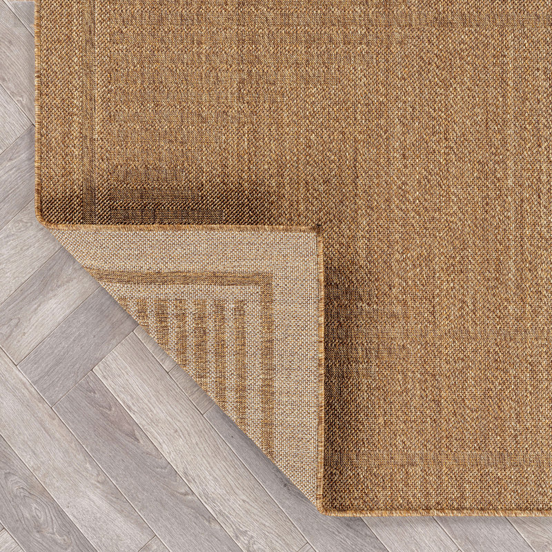 Tapis d'intérieur / extérieur à motif géométrique naturel / jute tissé à plat, Rectangulaire 2 pi x 3 pi, Naturel