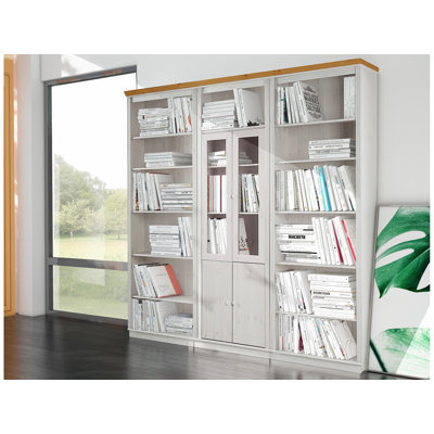 Demirhan Solid Wooden Library Bookcase H:223 W:222cm