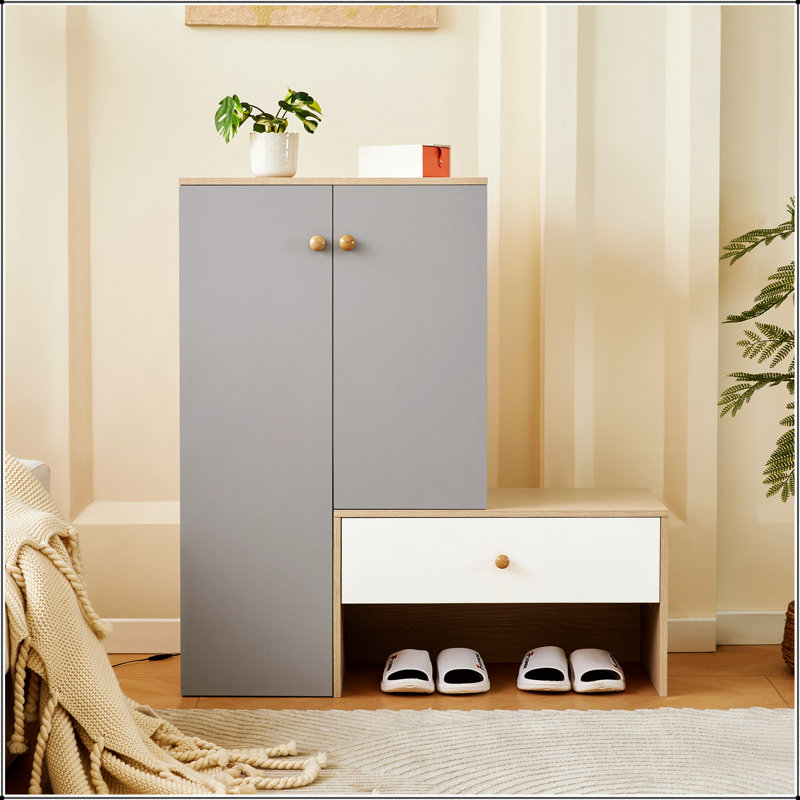 Banc et range-chaussures multifonctionnels, range-chaussures avec banc, tablettes réglables pour le couloir, le vestibule, blanc