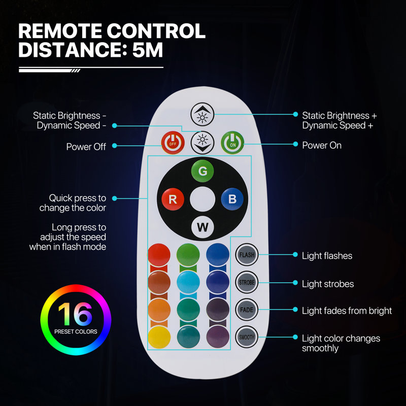 Eiren LED Oblate Ball Light, RGB Colour Changing Lamp with Remote, Rechargeable Bar Table Decor Light, 8" H x 11" W x 11" D