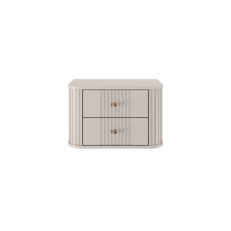 Dayzee 56cm W Manufactured Wood Bedside Table, Cashmere/Gold, Cashmere, Cashmere