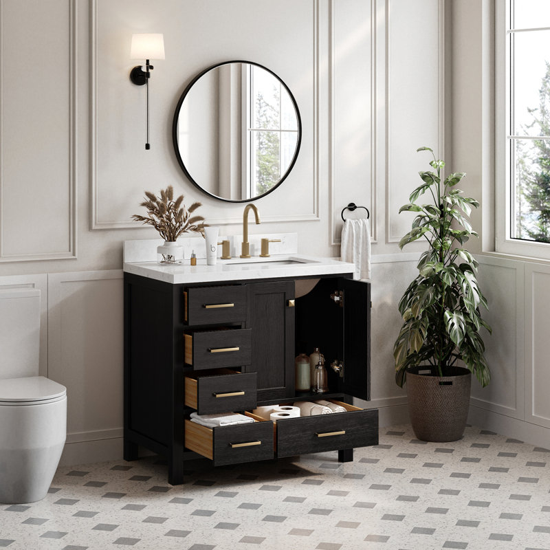 Base de meuble-lavabo simple Panchuri 36, Chêne noir