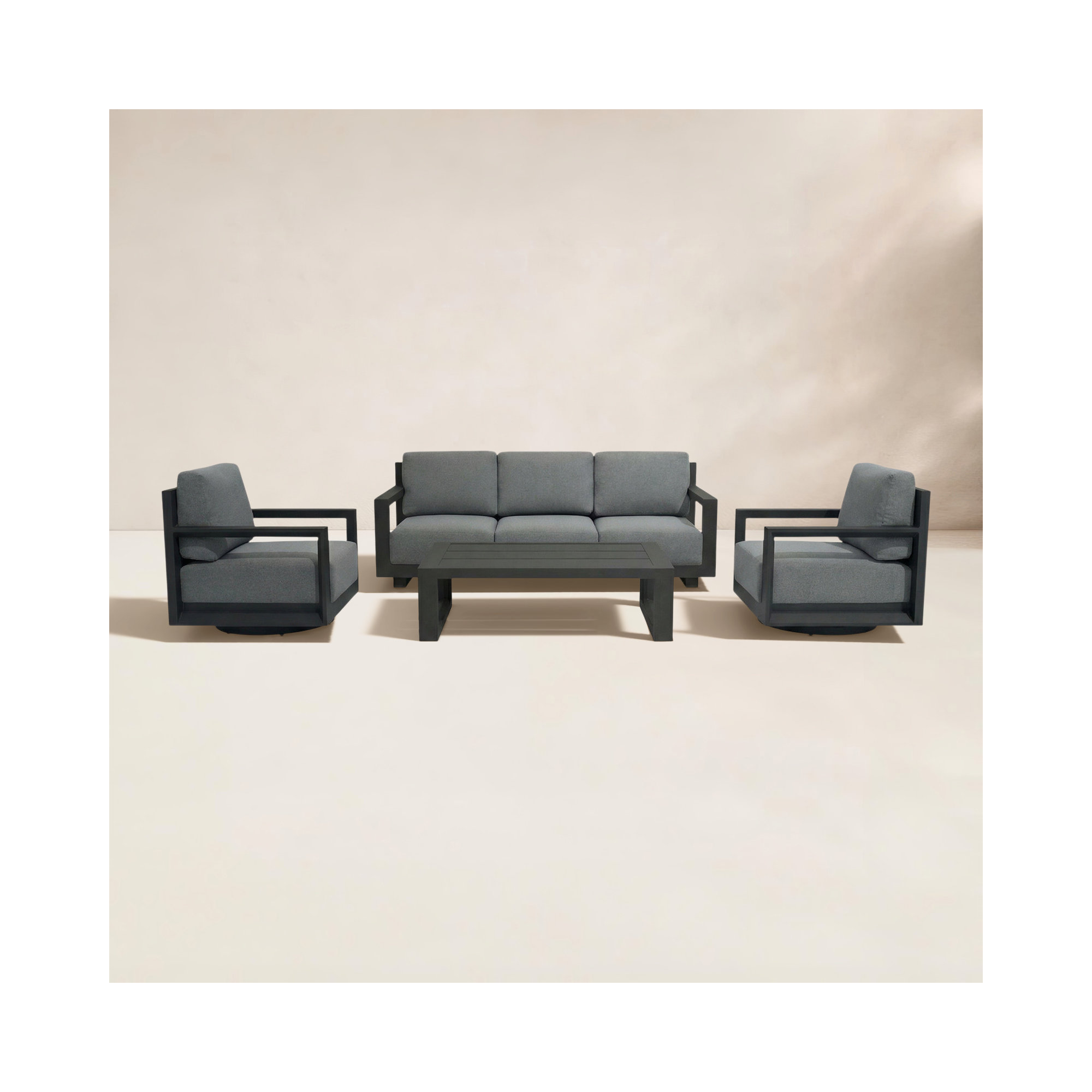 Aden 4-piece Outdoor Sofa Seating Group With Swivel Chairs, Gray