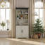 Armoire de rangement réglable à 5 niveaux avec portes de grange, organisateur autoportant en MDF-129059941