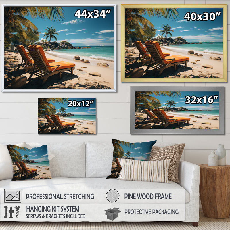 Dulverton Beach Tropical Dream II, reproduction d'art sur toile, Cadre simple noir, H 30 po x l 40 po x P 1,5 po