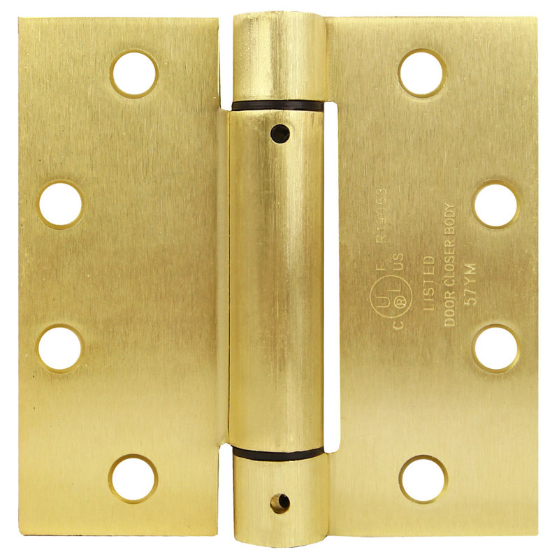 Self Closing Hinge, 4.5-Inch, Square, 2-Pack, Brass