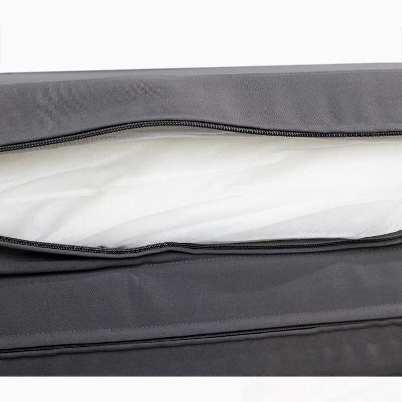 Ensemble de chaises longues en bois avec coussins moelleux, Gris foncé