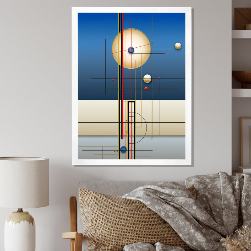 Futuriste minimalisme - pleine lune, H 44 po x l 34 po x P 1,5 po, Cadre simple blanc