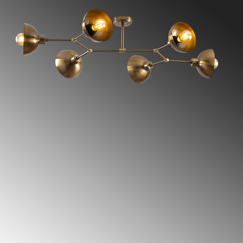 Scandinavian Vintage Chandelier, Metal Body, 40W Max, 40 x 20.5 x 9.8 inches | 6 x E27 Sockets | Elegant Plain Design for Modern Home Decor | IP20 Rated, Perfect for Living Room & Dining Areas