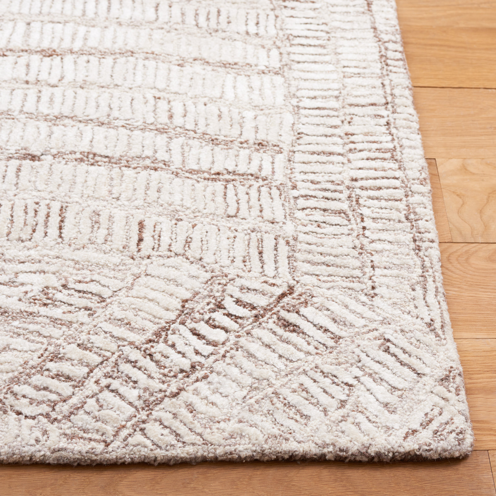 Ashwin Hand Tufted Ivory/Browm Rug, Rectangle 3' x 5'