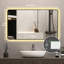 Vanity Mirror 48x32 With Black Frame - Time & Temperature Display, 3 Colour , Defogging, For Bathroom Show, Tri Options, High- Tempered Glass,