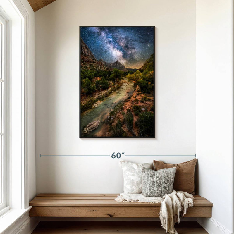 Milky Way Over Virgin River, Floating Frame Black, 29" X 43"