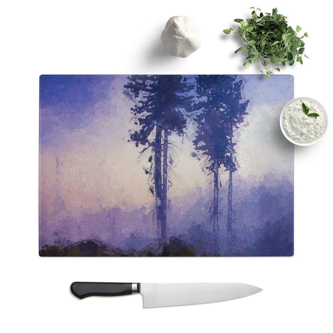 Tempered Glass Trees in the Mist in Abstract Chopping Board