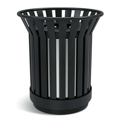 8 Gallon Heavy Duty Metal Outdoor Trash Can with Lid & Liner - Weather-Resistant Commercial Garbage Bin for Parks, Schools & Public Spaces (Black, Medium)