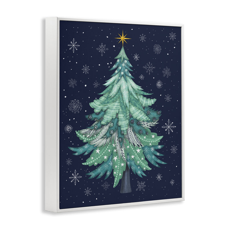 Art abstrait, estampe numérique d'arbre de Noël par Darlene Seale, Estampe numérique encadrée blanc bord de mer