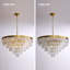 Lustre en cristal de luxe 32 po, luminaire suspendu rond 15 lumières avec chaîne réglable, finition laiton pour le salon de la salle à manger