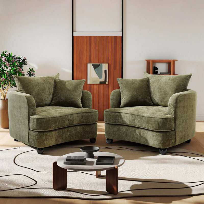 Ensemble de 2 chaises d'appoint 40 po en chenille, Green