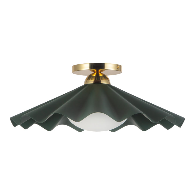 Furrow 16-in Red Semi-Flush Mount, 16-in, Green