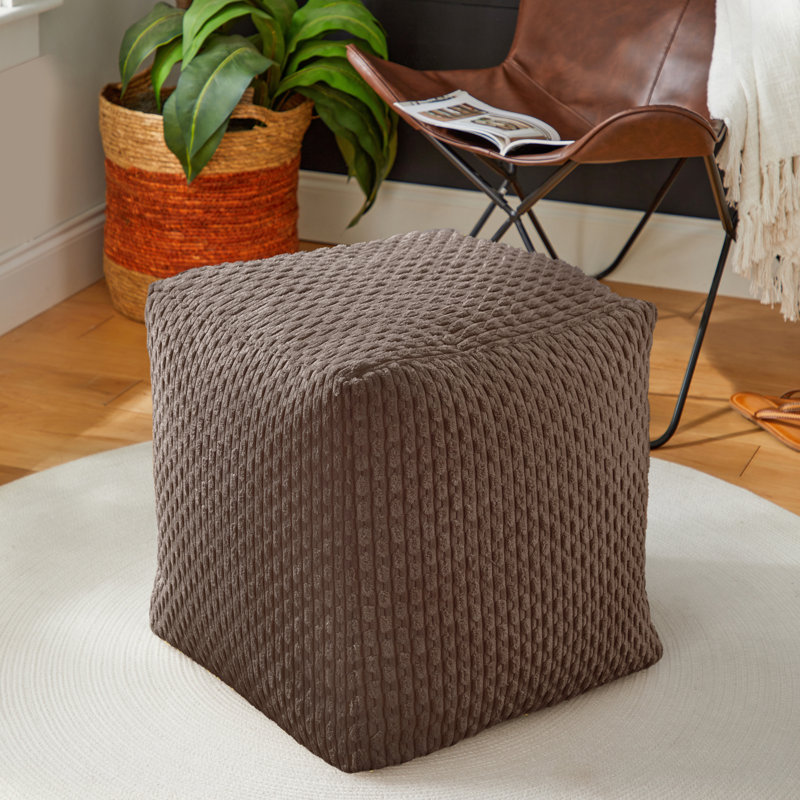Raniah Upholstered Pouf, Chocolate