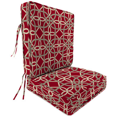 22" x 45" Outdoor Deep Seat Chair Cushion Set with Ties and Welt