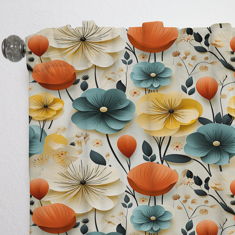 Mod Botanical Delight II - Rideau Mid-Century - Velours obscurcissant - 1 panneau, L 52 po x L 63 po