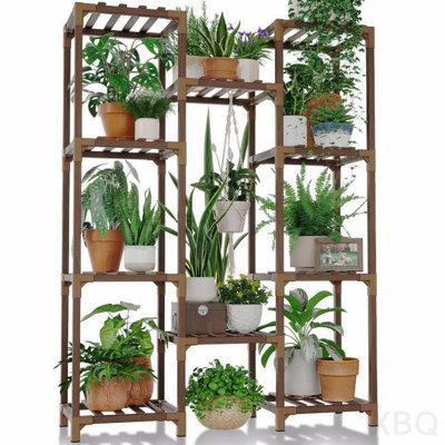 Multiple Plants Pots Wood Flower Stand