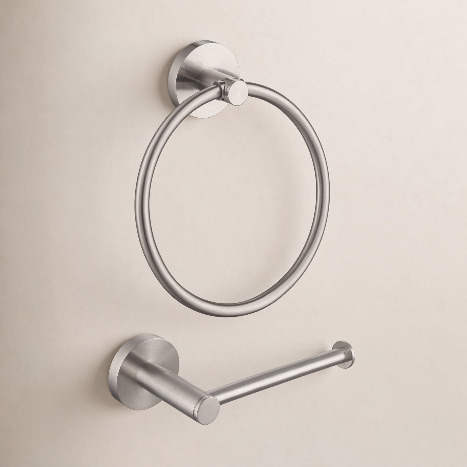 Circular 2-Piece Bathroom Hardware Set, Brushed Nickel