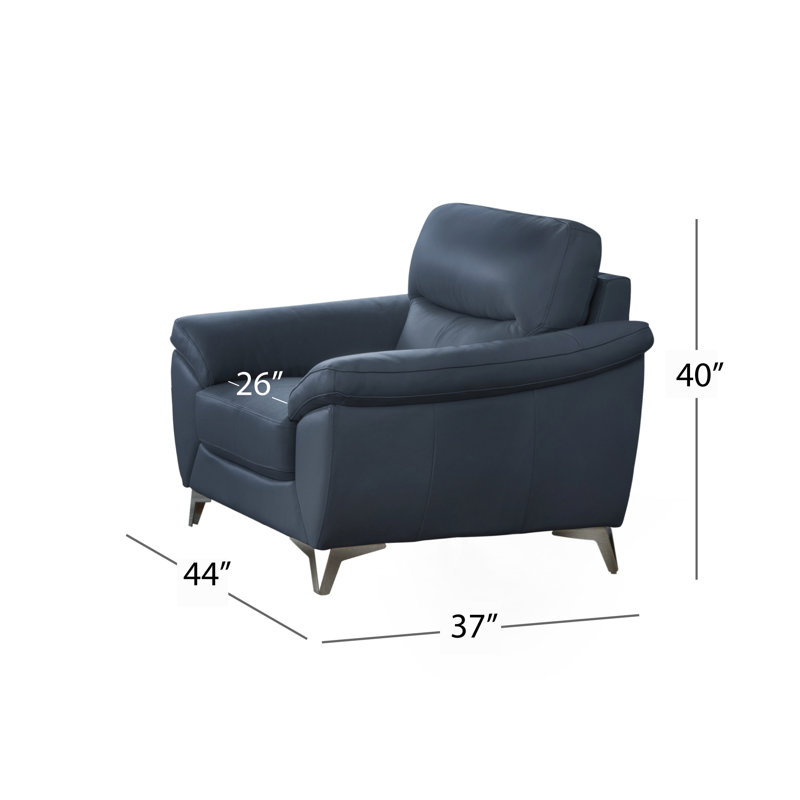 Fauteuil en cuir G 44 po Sorenson, Cuir véritable bleu