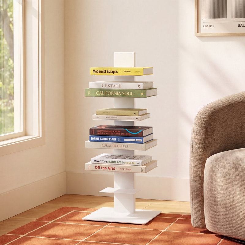Ajax Steel Ladder Bookcase, White