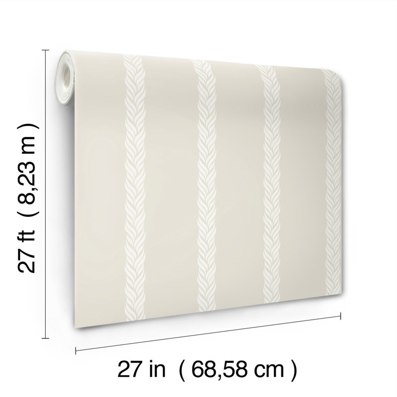 Braided Stripe Striped Wallpaper Double Roll by Ronald Redding, Tan